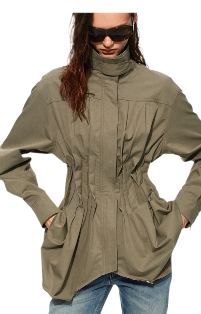 Pleated Fitted Utility Jacket