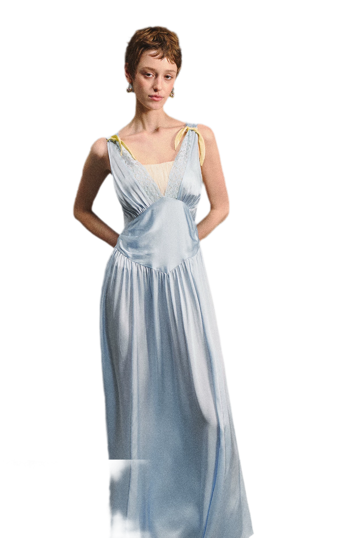 Lace Tie Satin Dress