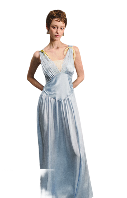 Lace Tie Satin Dress