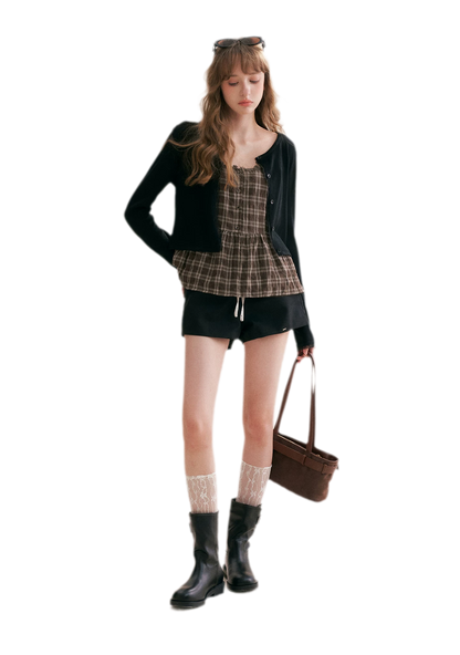 Textured Plaid Lace Top
