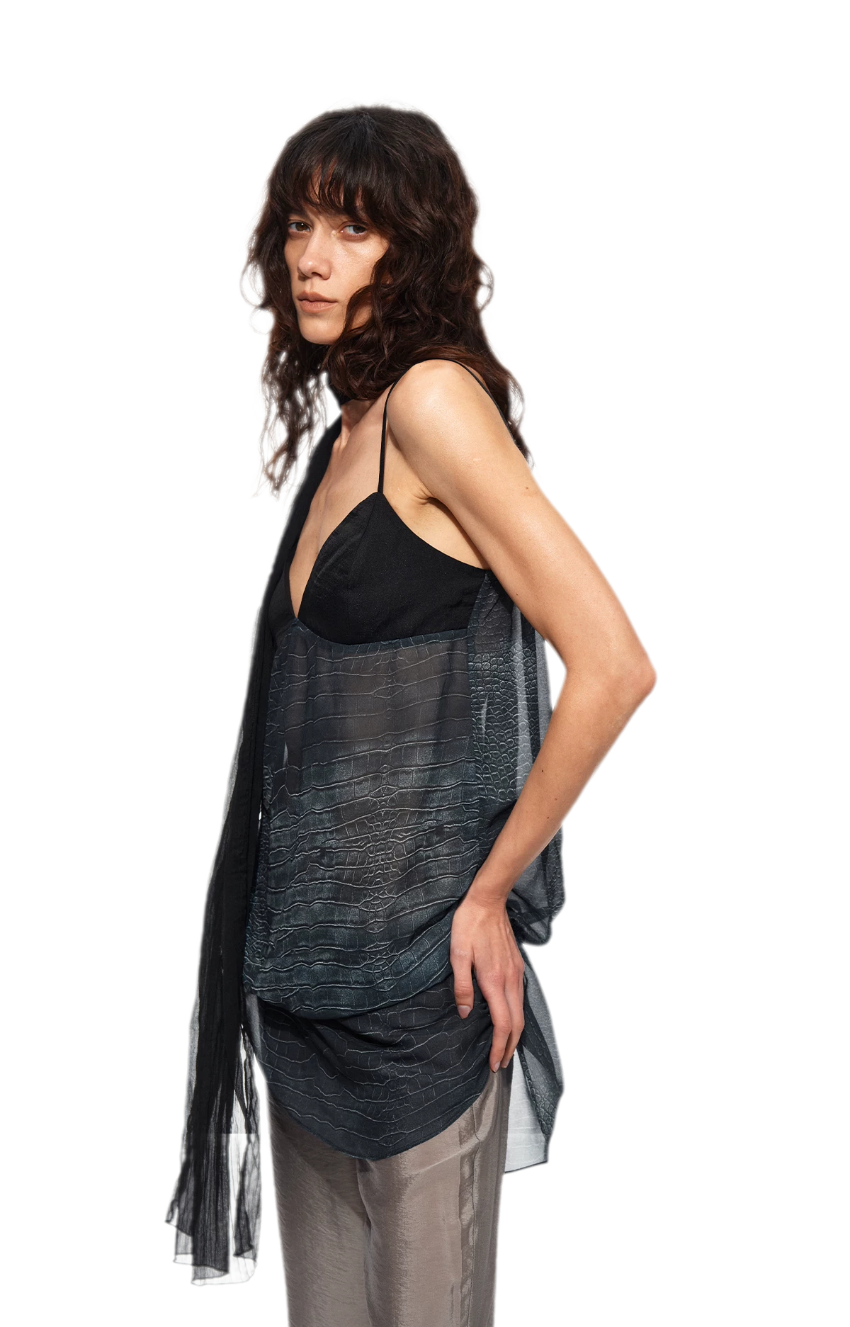 Sheer Satin Snake Camisole
