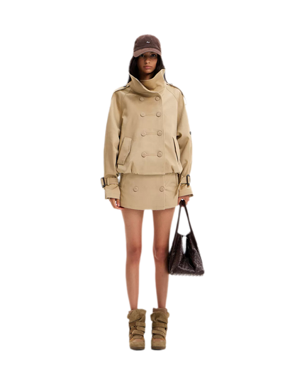 Double-Breasted Short Trench Coat