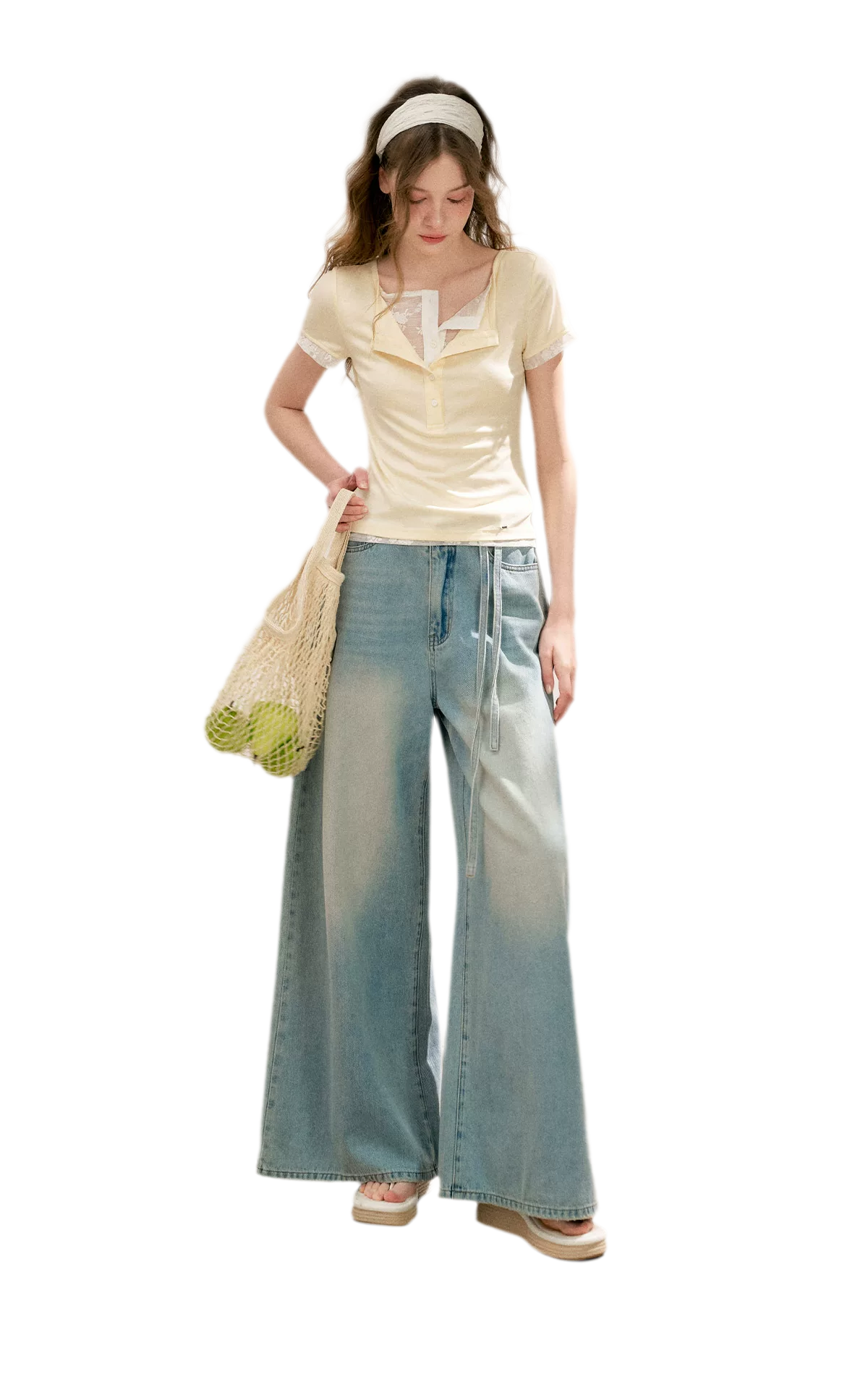 Double-Layer Collar Lace T-Shirt