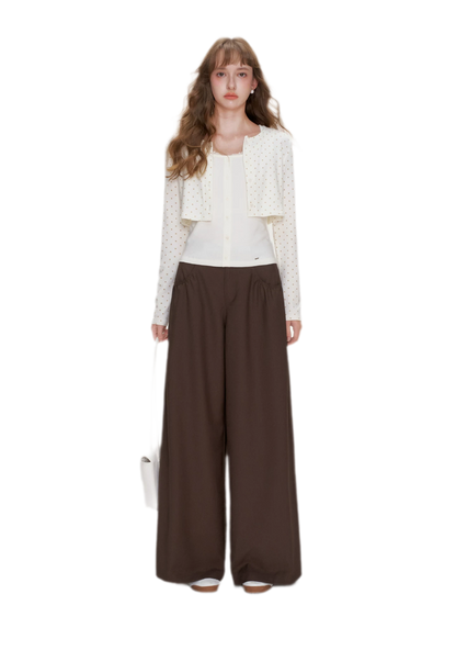 Gathered Waist Wide-Leg Trousers