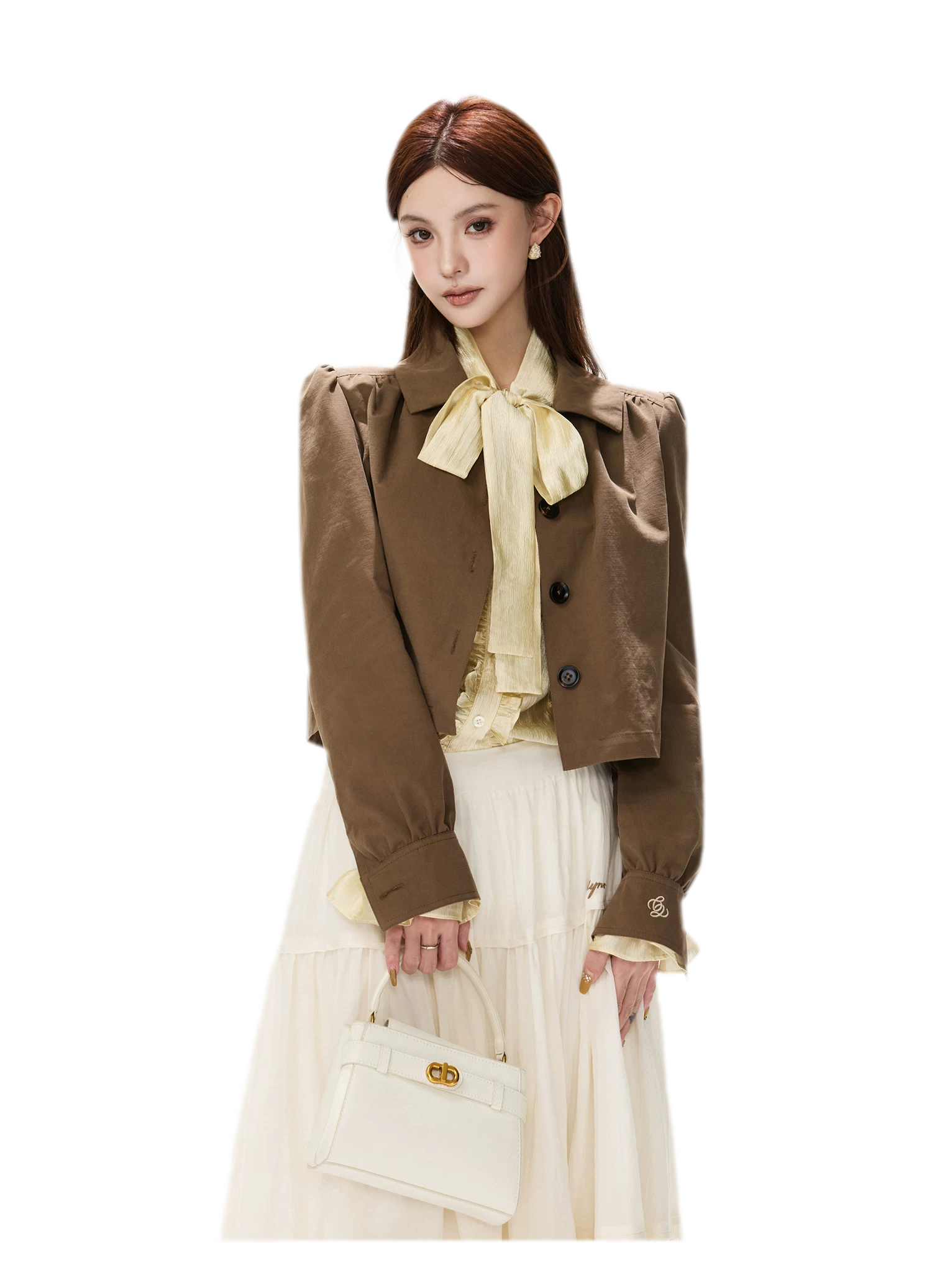 Vintage Puff Sleeve Cropped Jacket