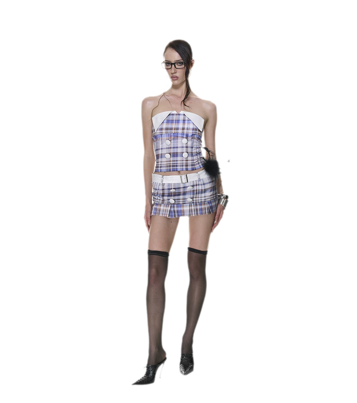 Plaid Bustier Skirt Set