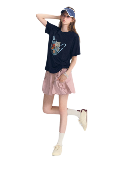 Drawstring A-Line Skirt