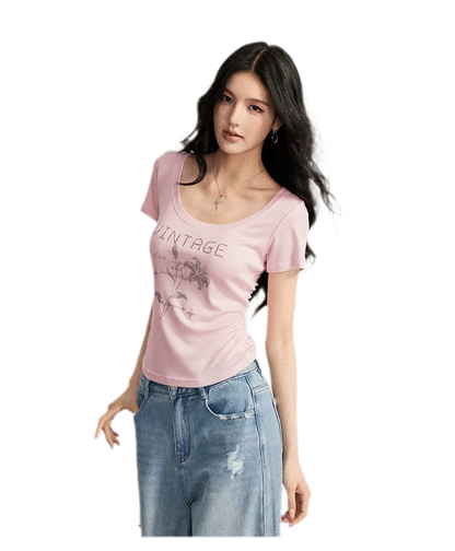Floral U-Neck Tee