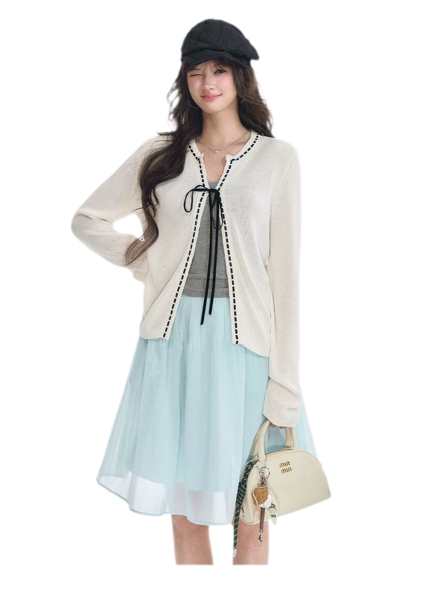 Fine Knit Contrast Trim Cardigan