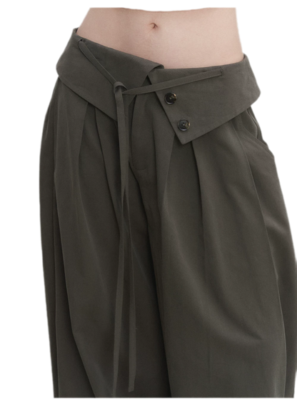 Lyocell Pleated Wide-Leg Trousers