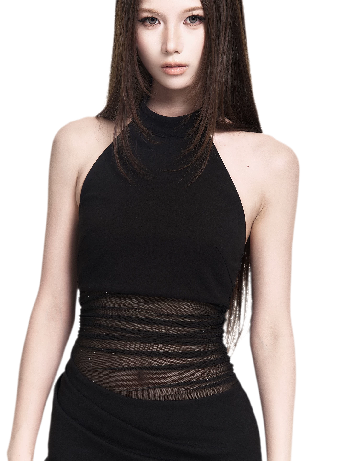 Halter Mesh Bodycon Dress