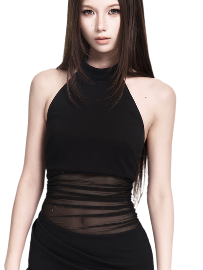 Halter Mesh Bodycon Dress