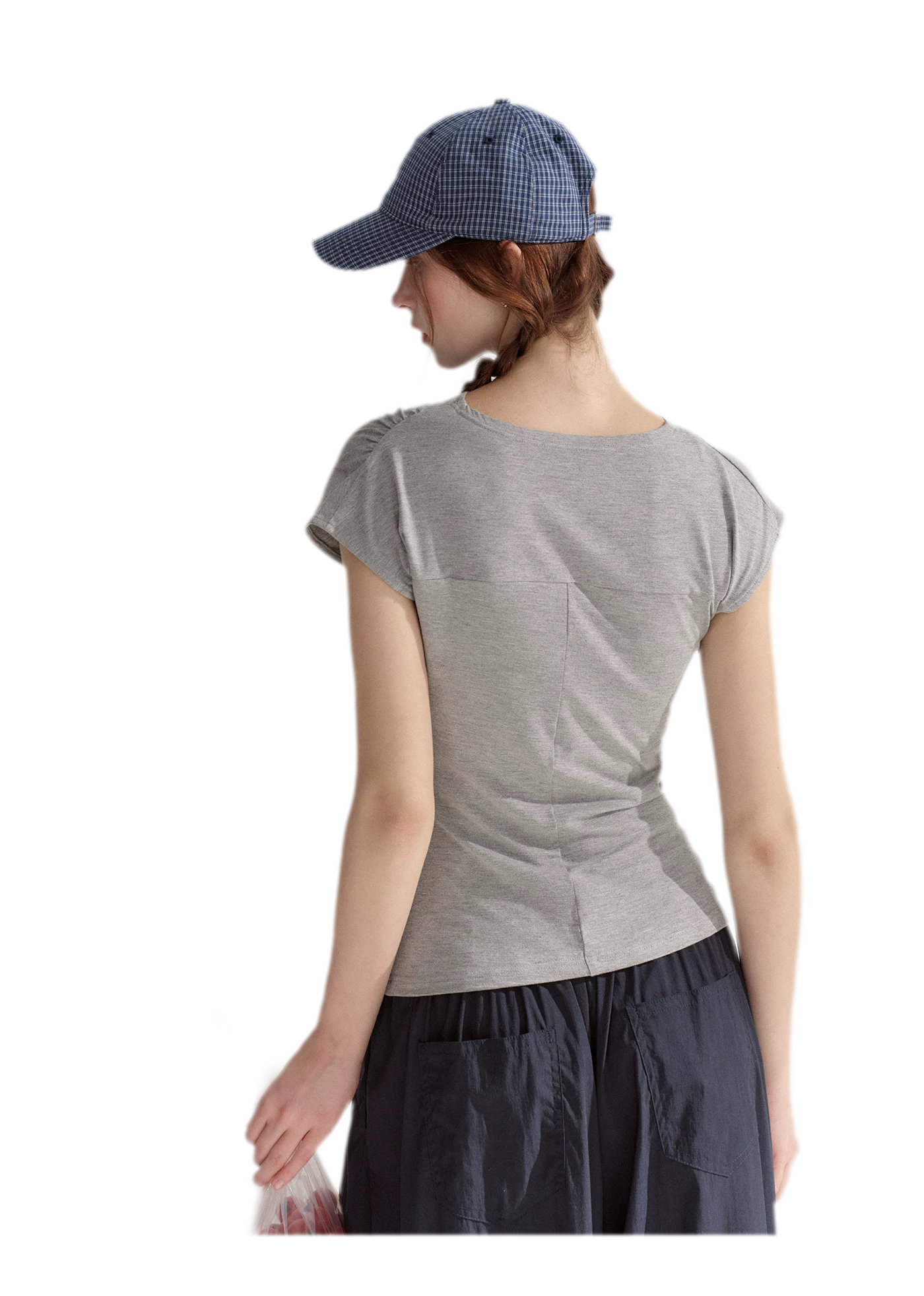 Ruched Embroidered Sleeve T-Shirt