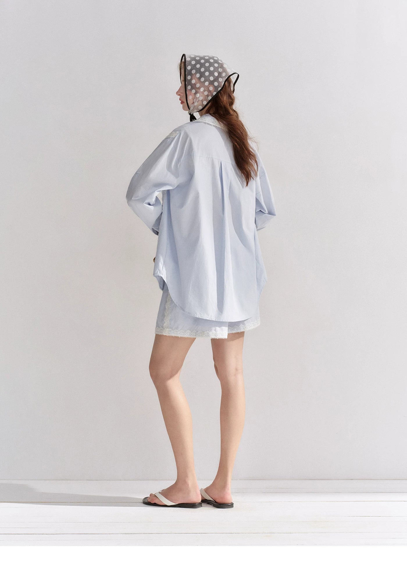 Lace Embroidered Loose Shirt &amp; Shorts Set
