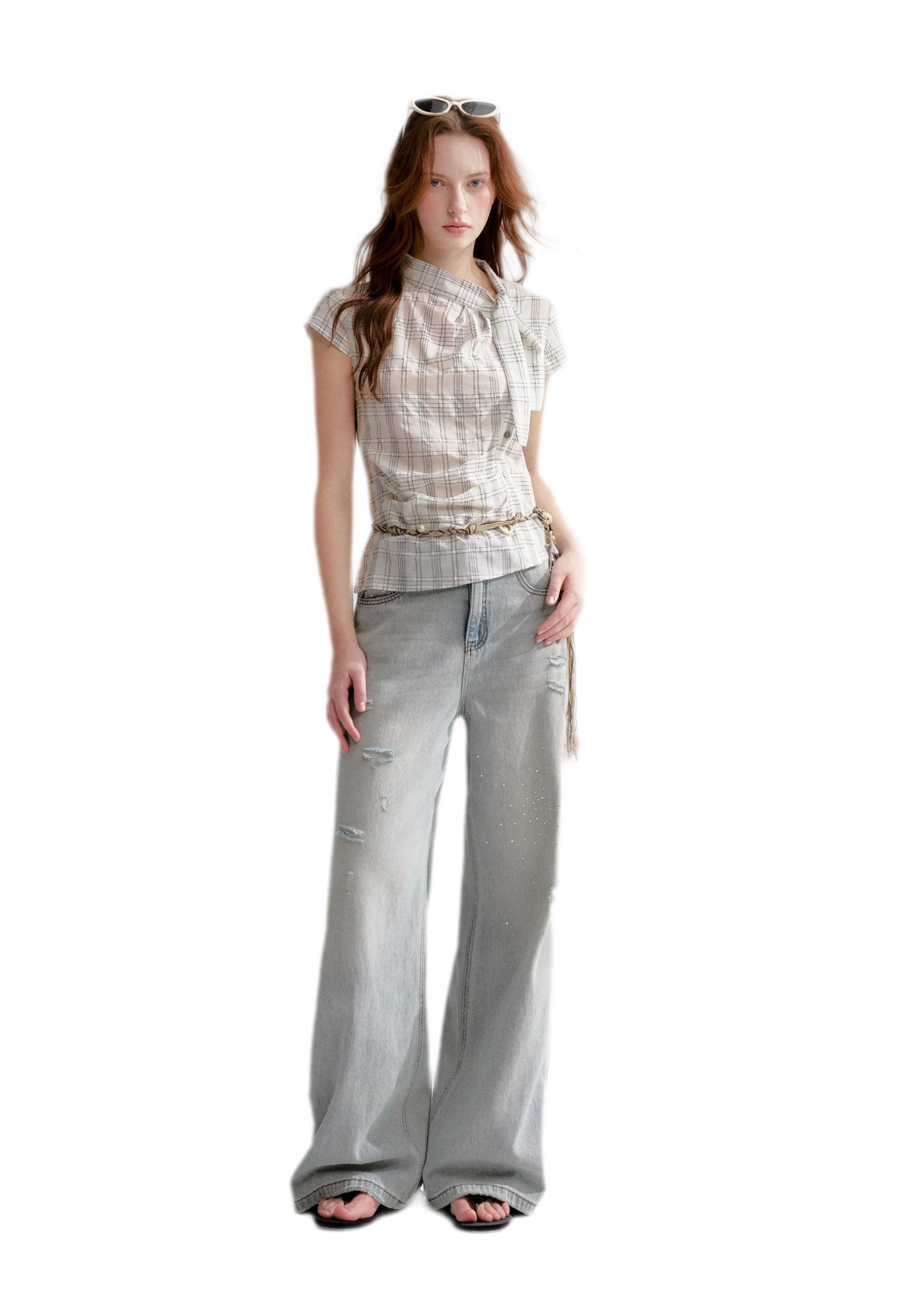Washed Rhinestone Jeans