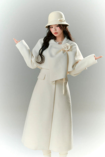 Long-Pile Wool Cape Coat