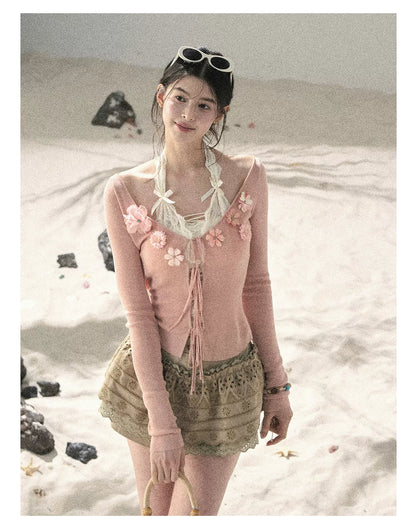 "Private Petals" French-style Sun Protection Cardigan
