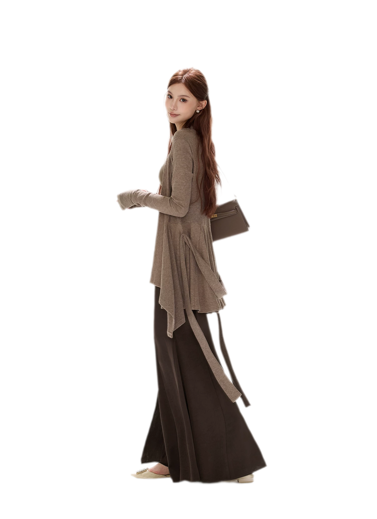 Matte Drape Irregular Hem Cardigan