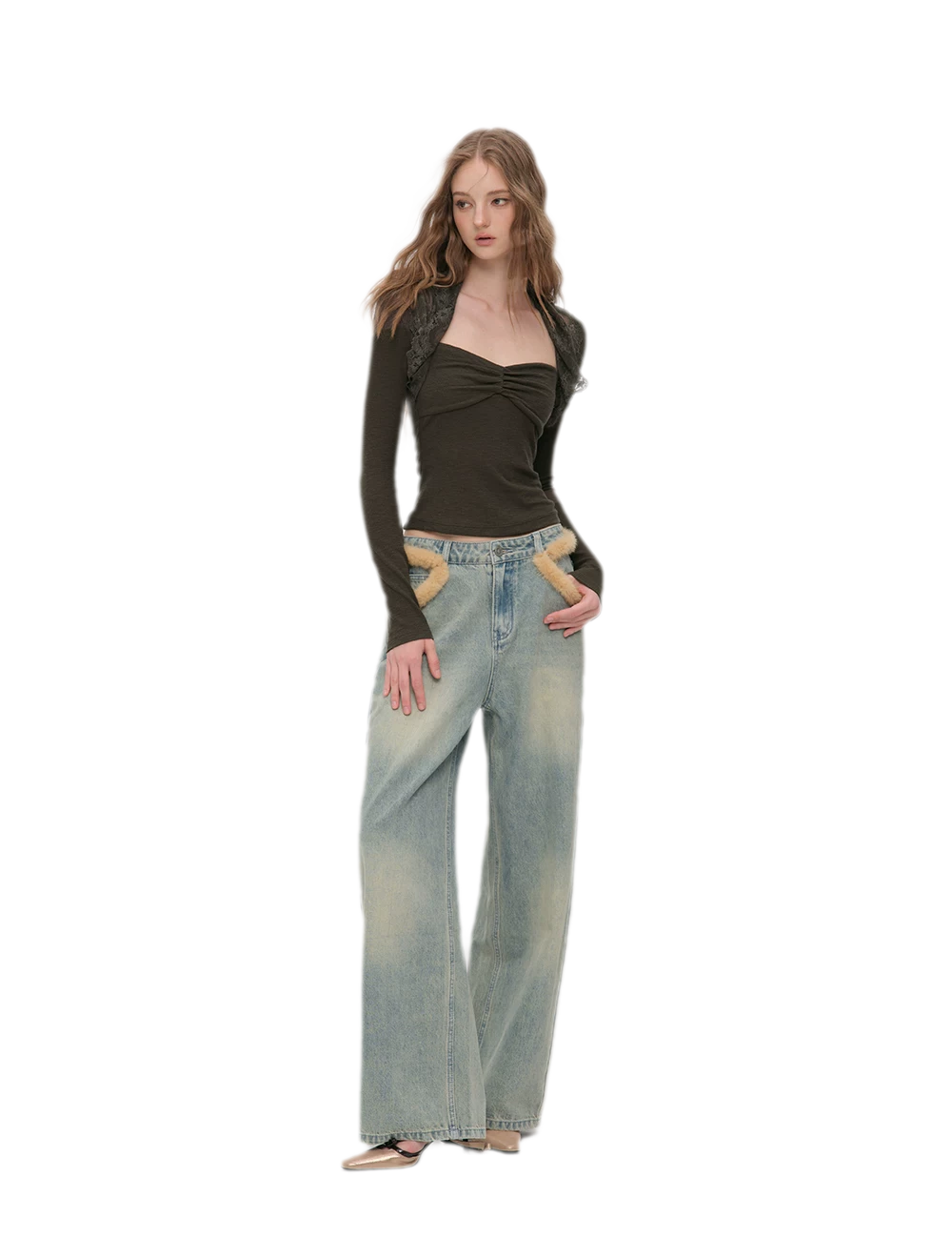 Ruched Lace Layered Top