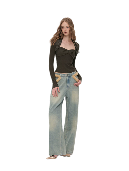 Ruched Lace Layered Top