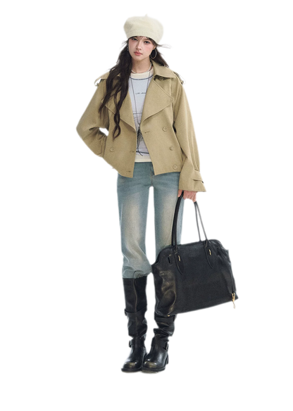 Cotton Cropped Double-Breasted Trench