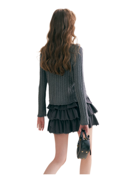 Cable Knit V-Neck Cardigan