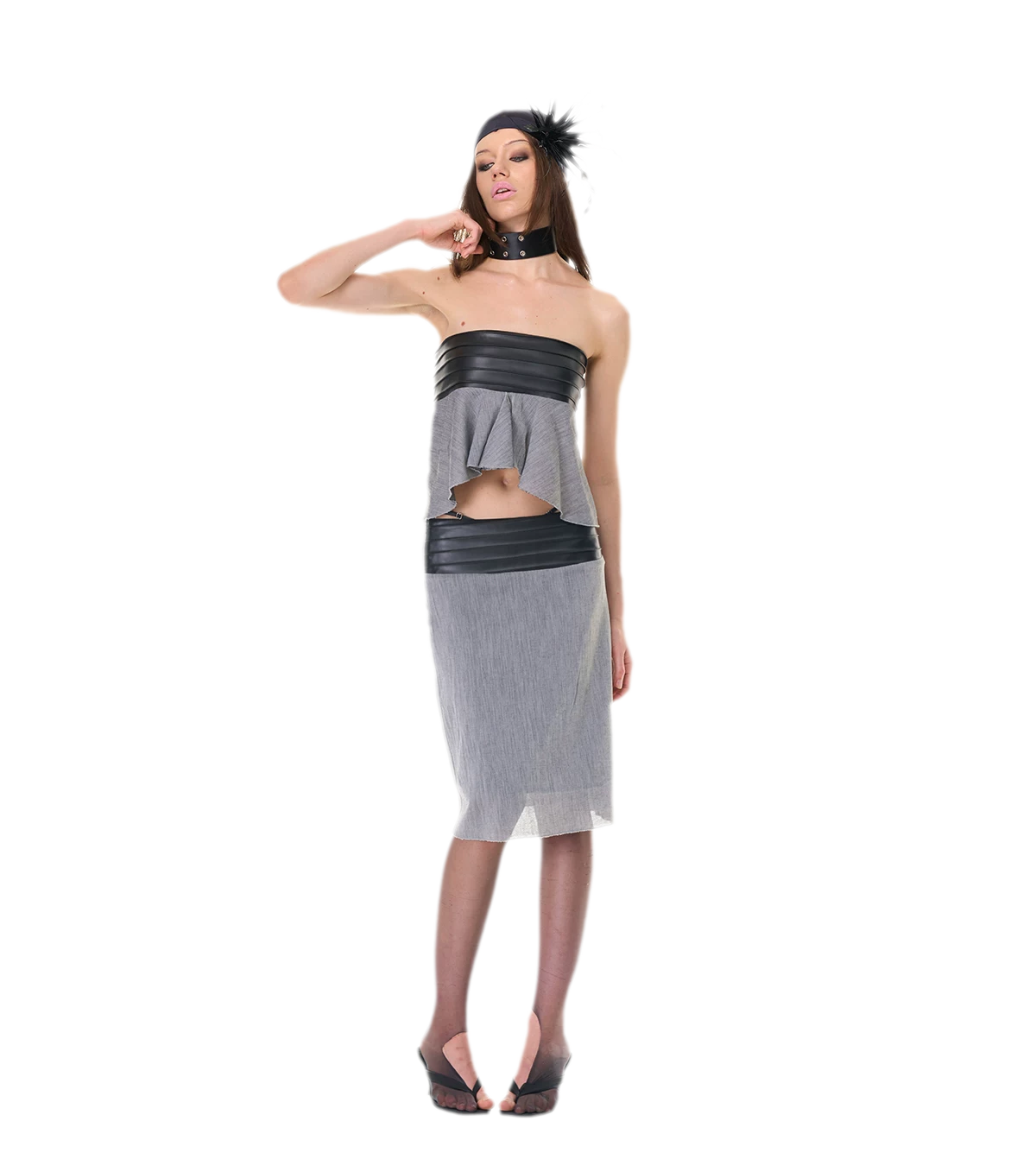 Textured Peplum Skirt Set