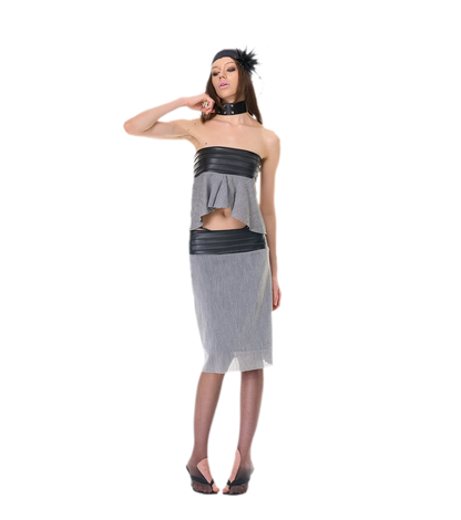 Textured Peplum Skirt Set