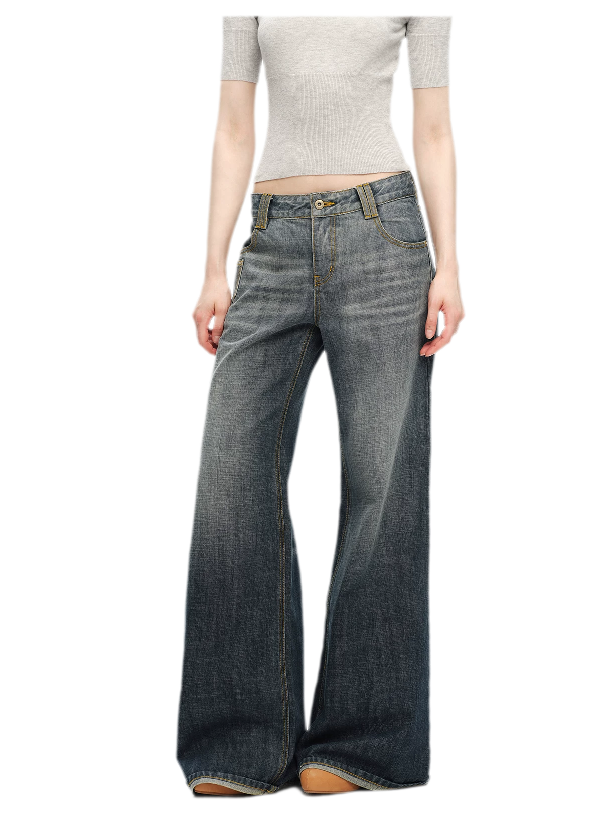 Washed Cotton Straight-Leg Jeans