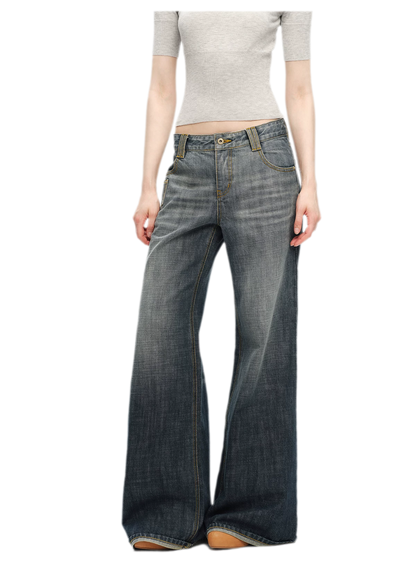 Washed Cotton Straight-Leg Jeans