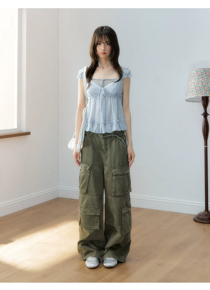 Korean Style Lace Spliced Doll Blouse