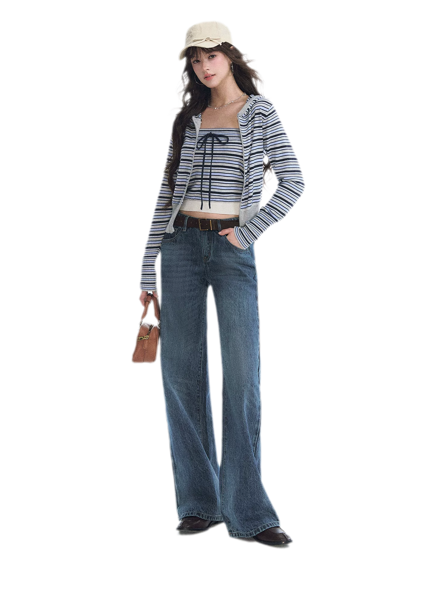 Washed Bow Embroidered Jeans