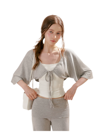 Airy Cloud Feel Halter U-Neck Vest and Batwing