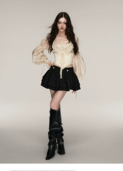 Lace Jacquard Corset Top