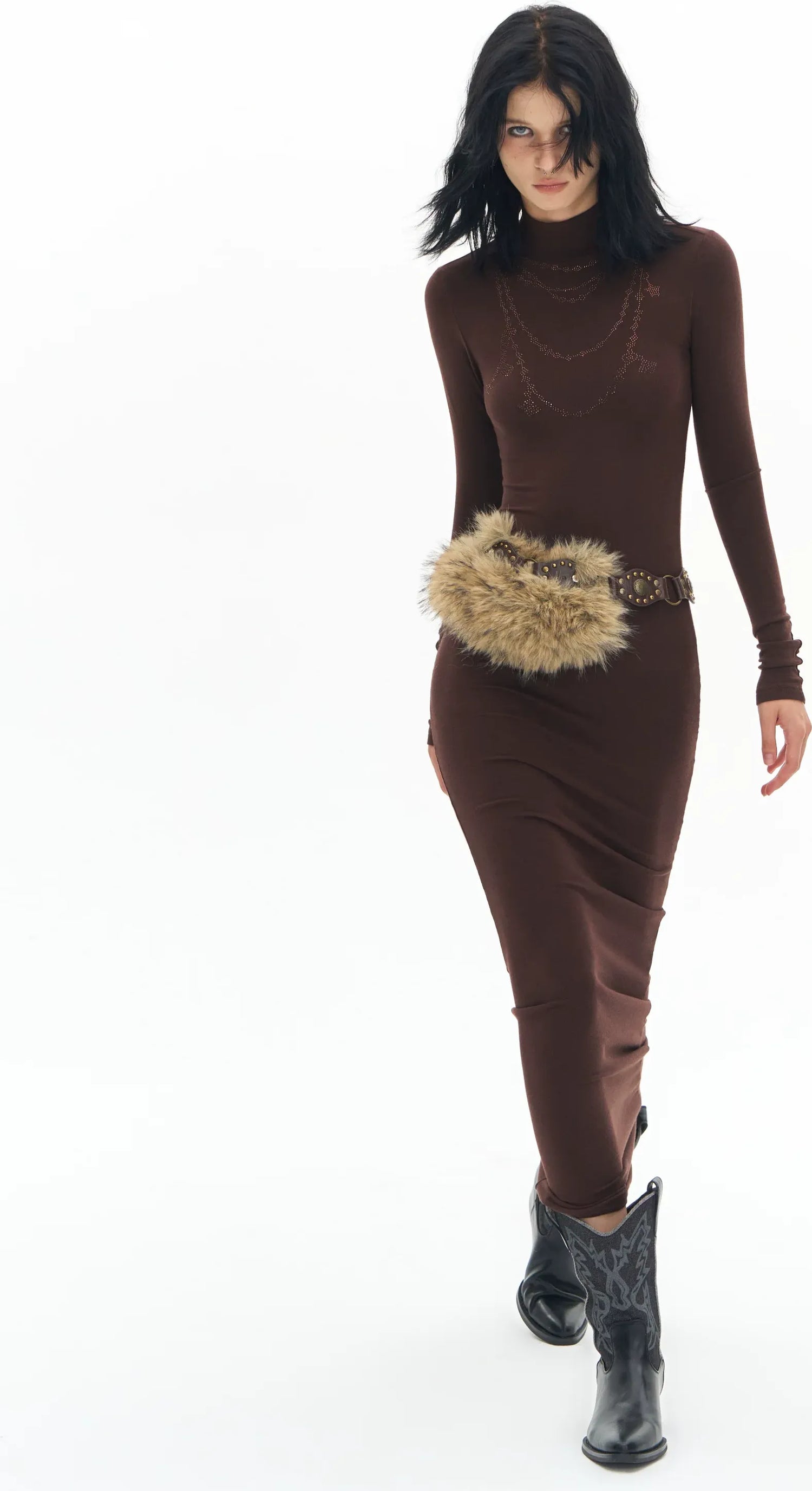 Rhinestone Slim Knit Dress