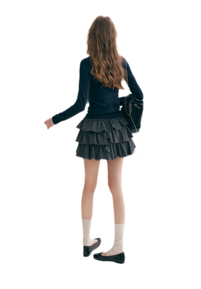 Striped Faux-Layer Fitted Top