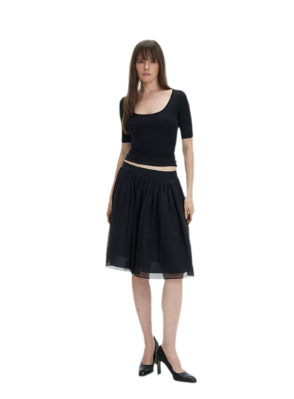 Pleated Chiffon Midi Skirt