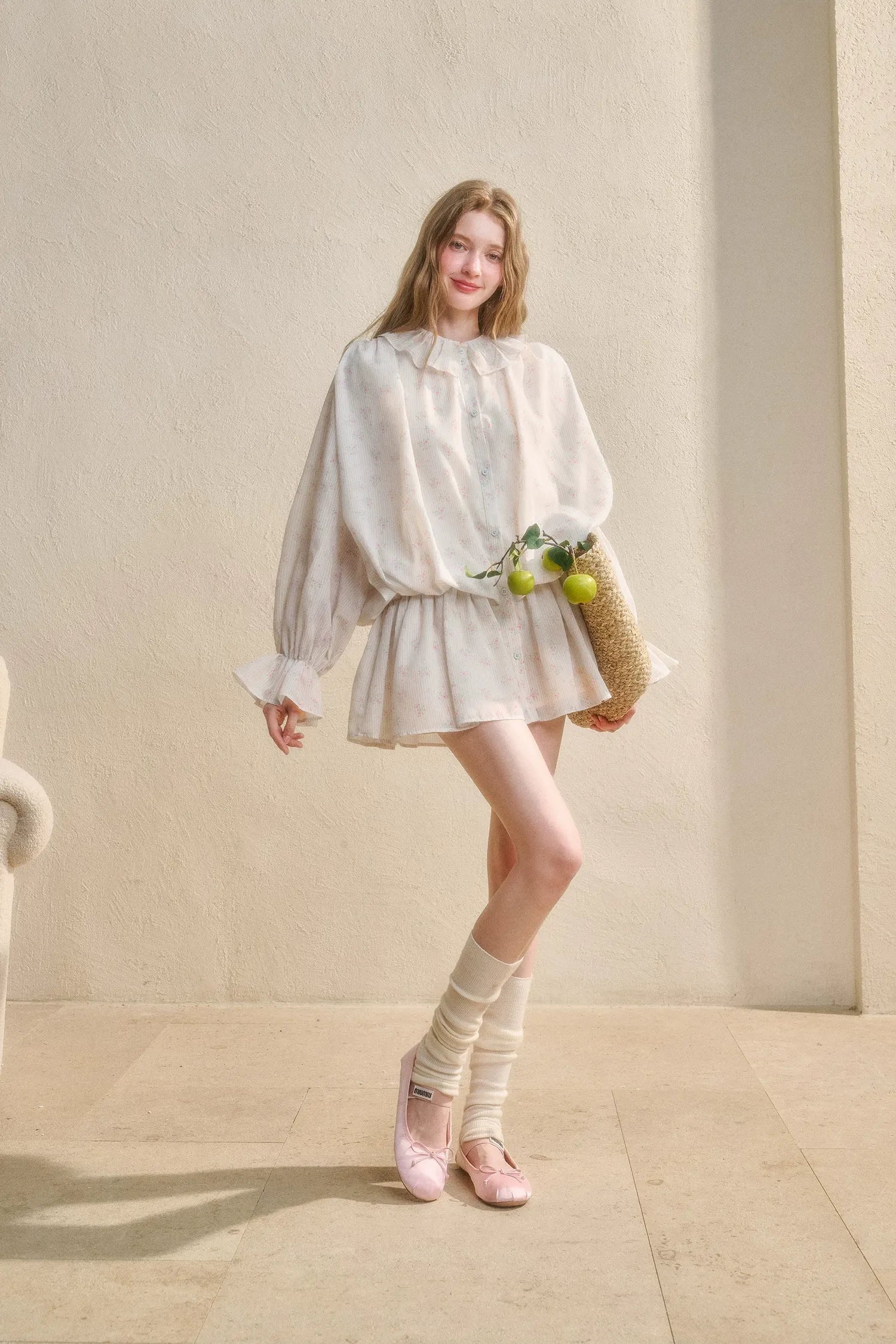 Floral Ruffle Shirt Dress