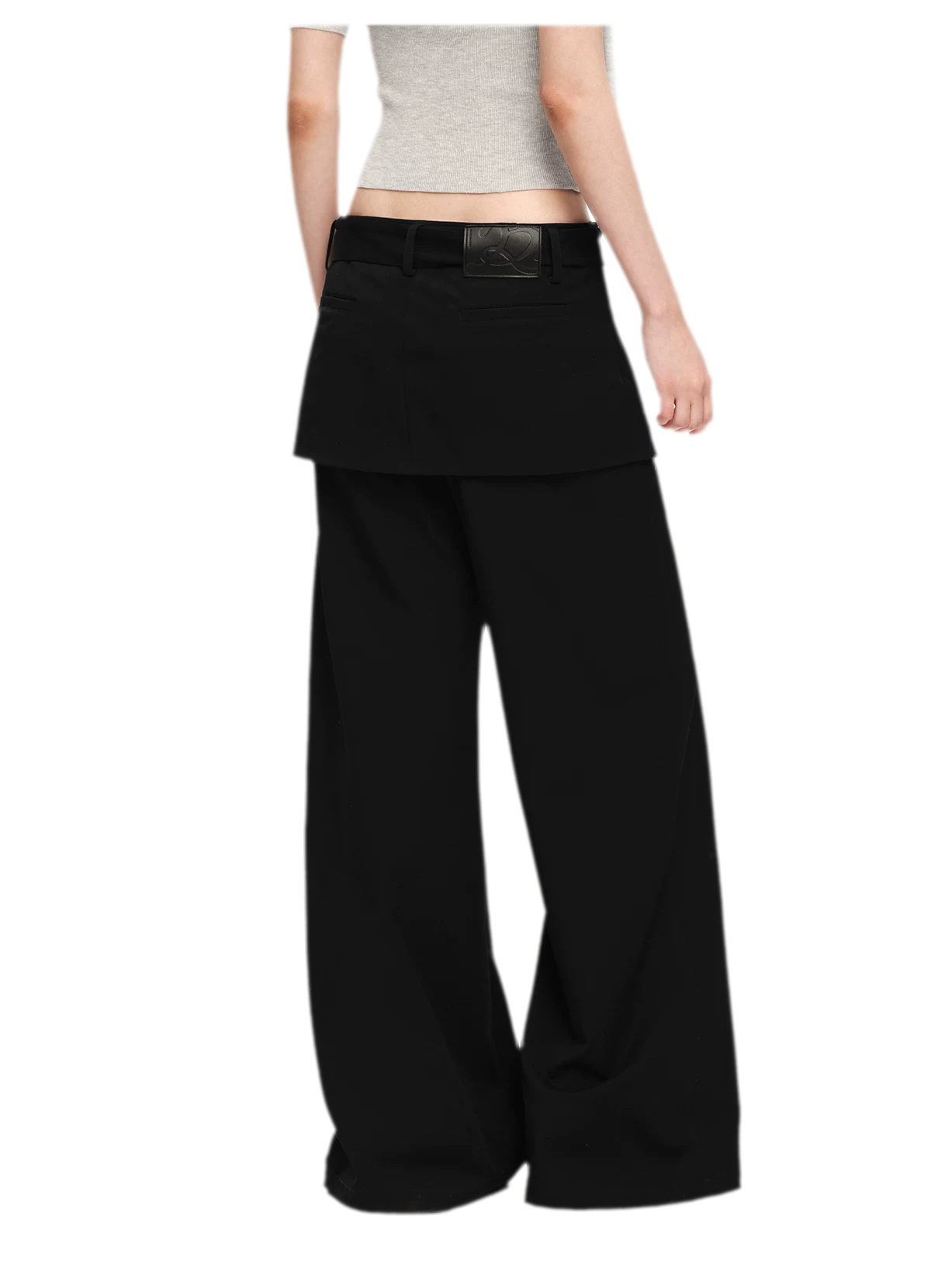 Structured Faux-Layer Wide-Leg Trousers