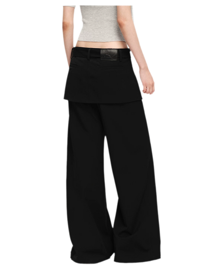 Structured Faux-Layer Wide-Leg Trousers