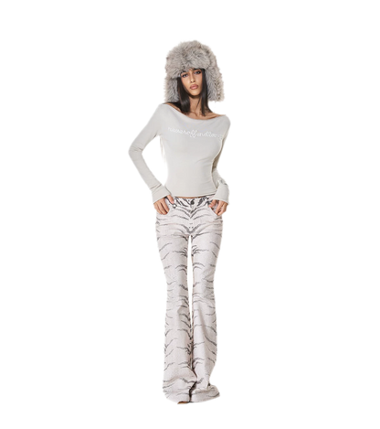 Áo cổ lệch vai thêu