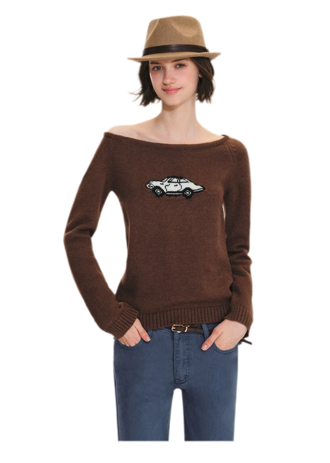 Wool Blend Jacquard Knit Sweater