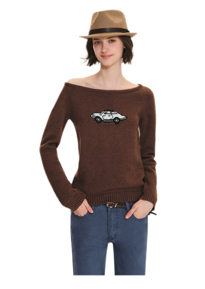 Wool Blend Jacquard Knit Sweater