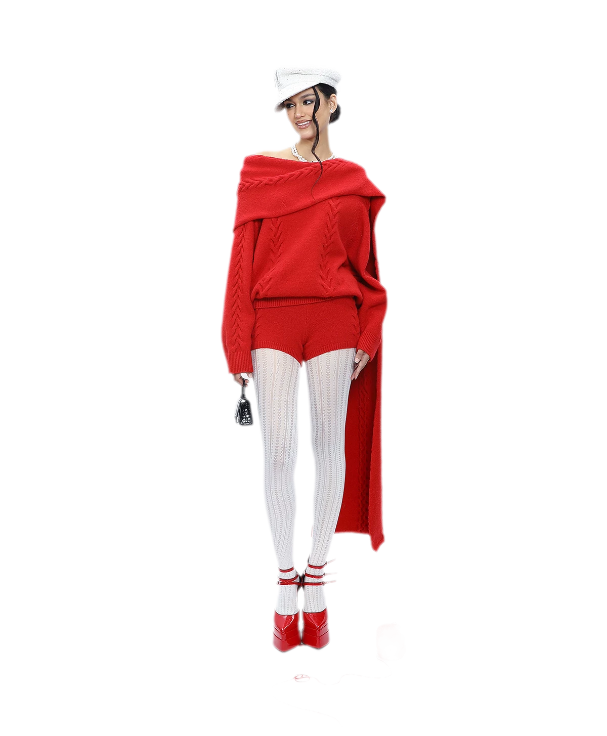 Conjunto de punto trenzado afelpado
