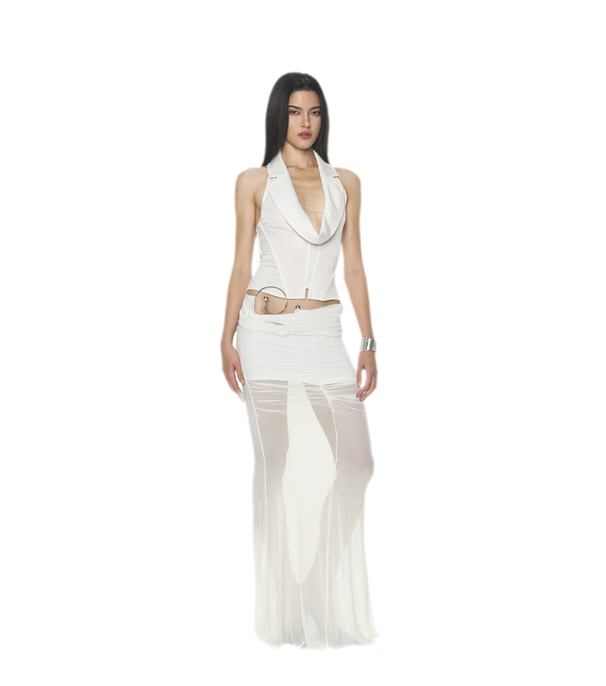 Silver Ring Mesh Dress
