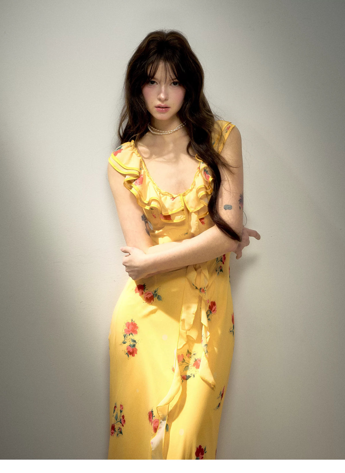 Floral Ruffle Reversible Maxi Dress