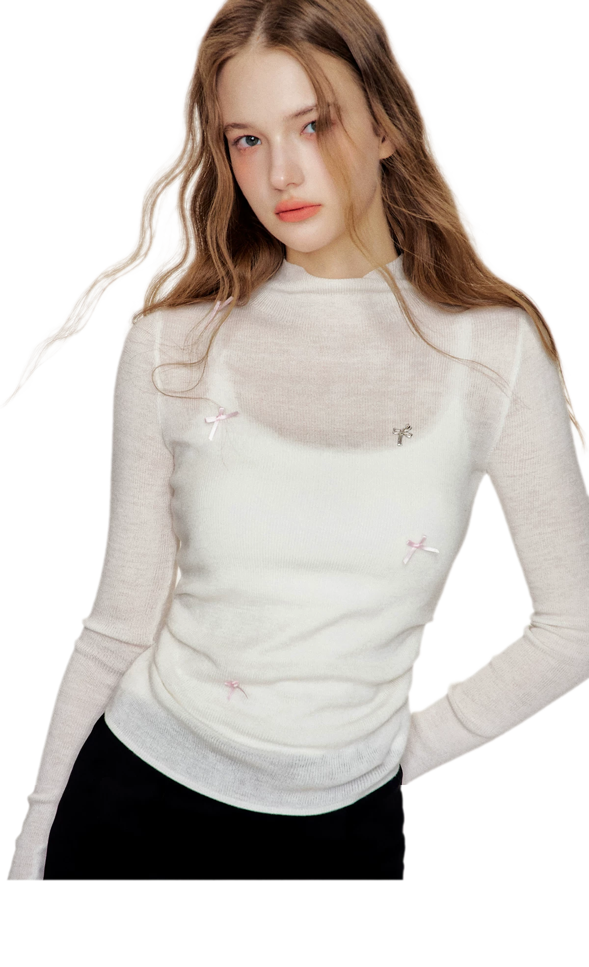Fine Wool Ruched Bow Top