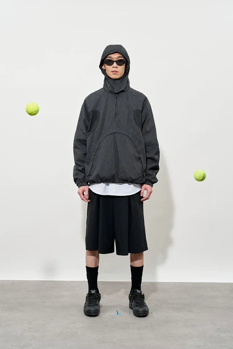 Checked Zip Pullover Jacket