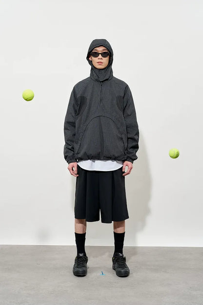 Checked Zip Pullover Jacket