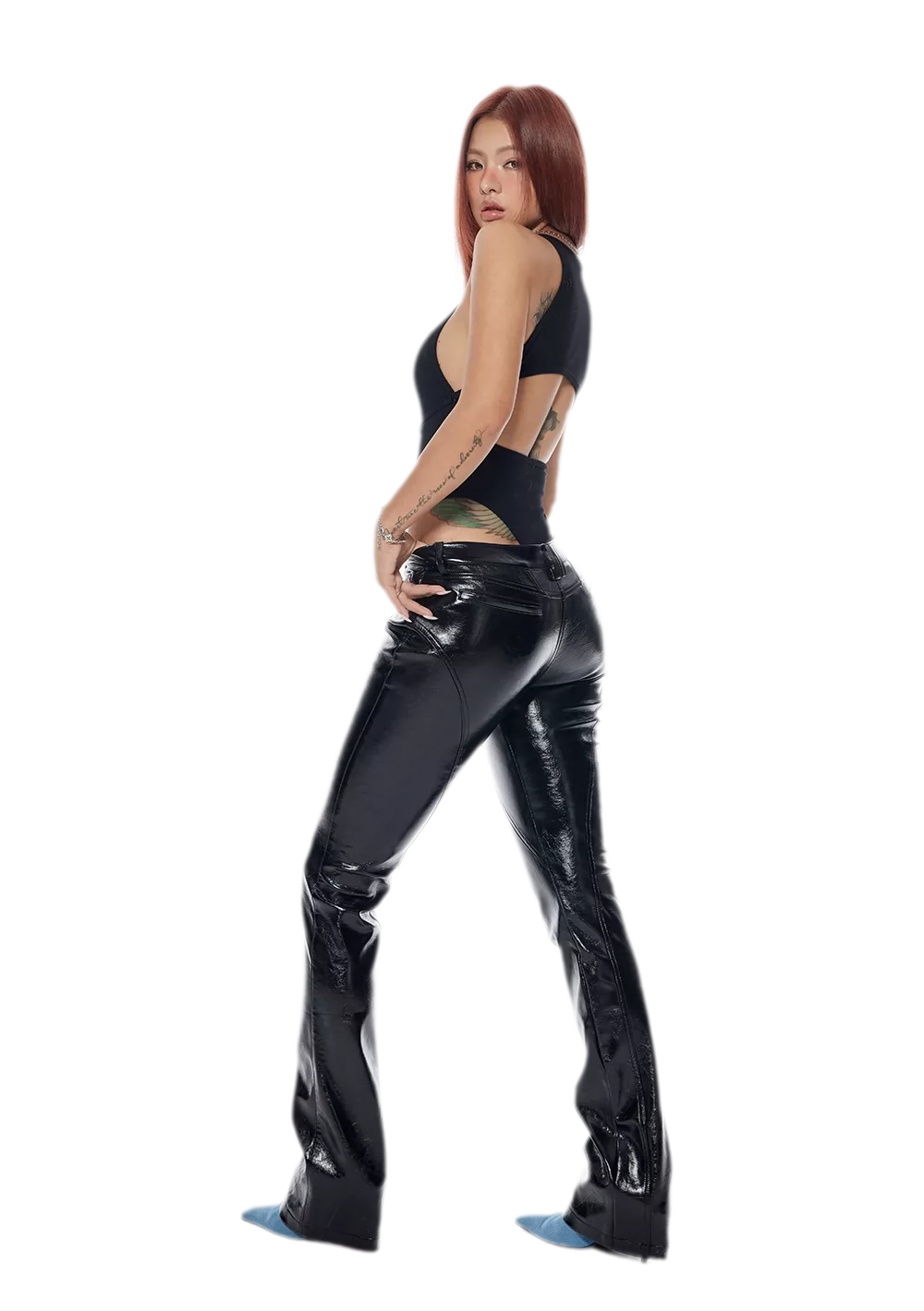Black PU Flared Pants